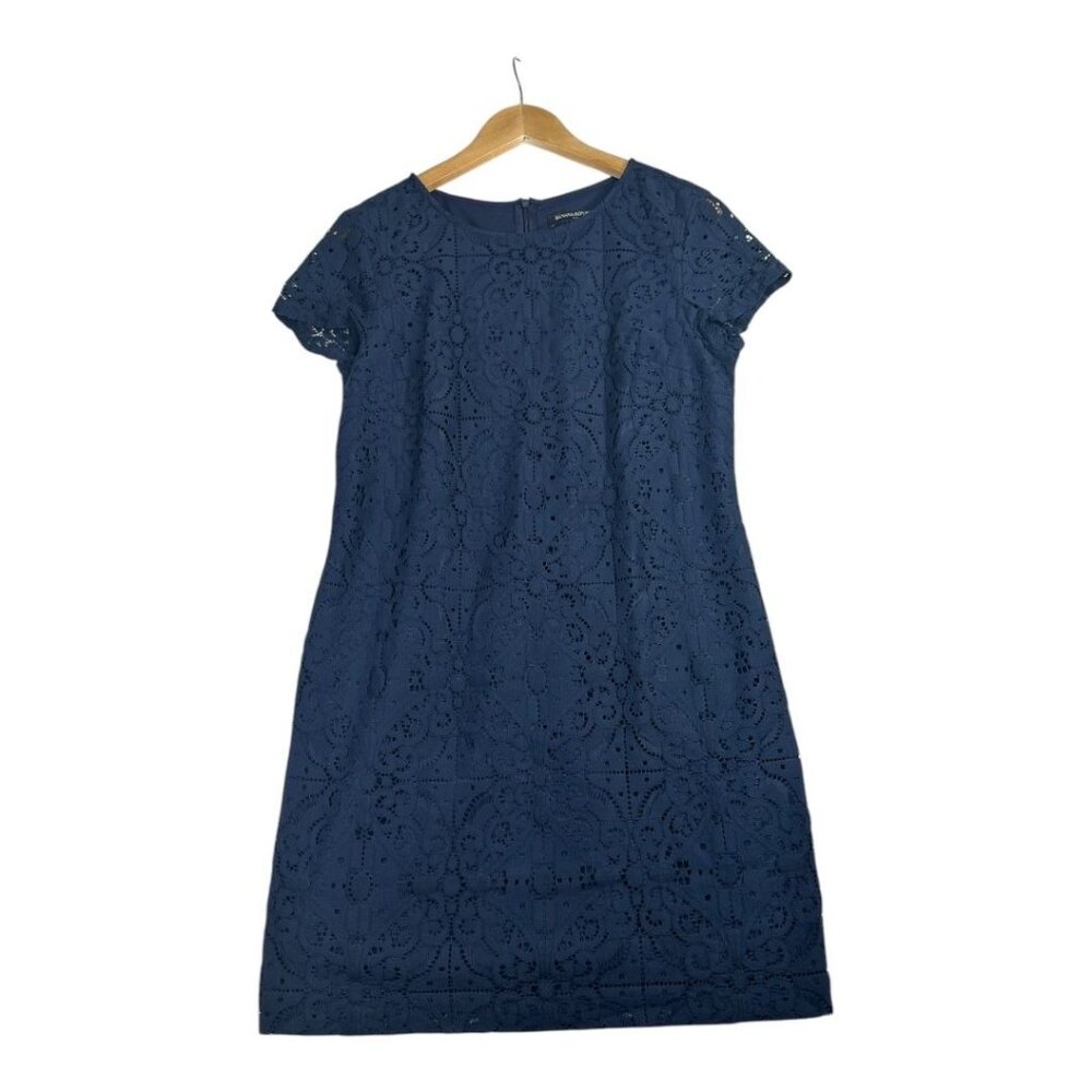 Banana Republic Lace Overlay Short Sleeve Dress size 6P Blue